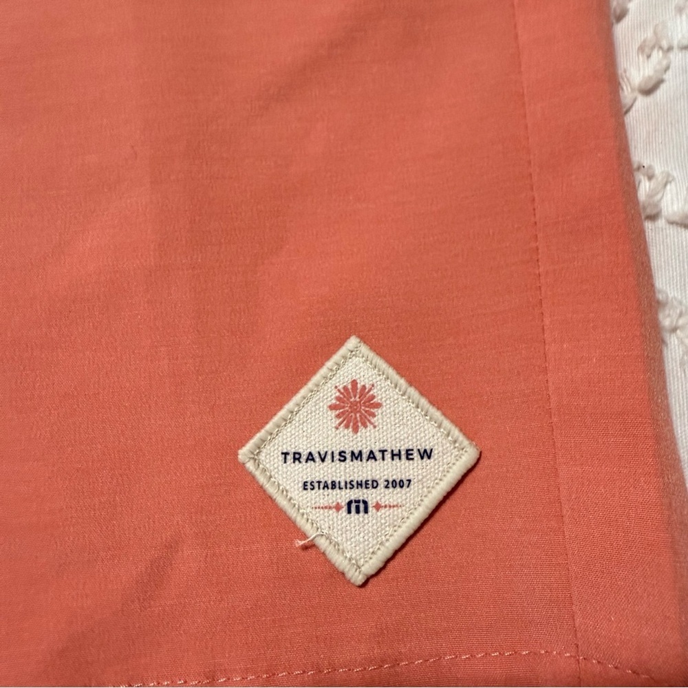 Travis Mathew Tech Chino Shorts Coral 8-Inch Inseam Various Sizes - Picture 6 of 9